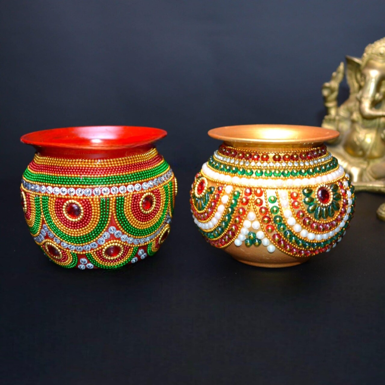 Decorative Kalash for Pooja Handmade Mild Steel Puja Kalash Festival Wedding Decor Grah Pravesh Home Temple Mandir Decor Housewarming Gift Lota for Navratri Karvachauth Diwali